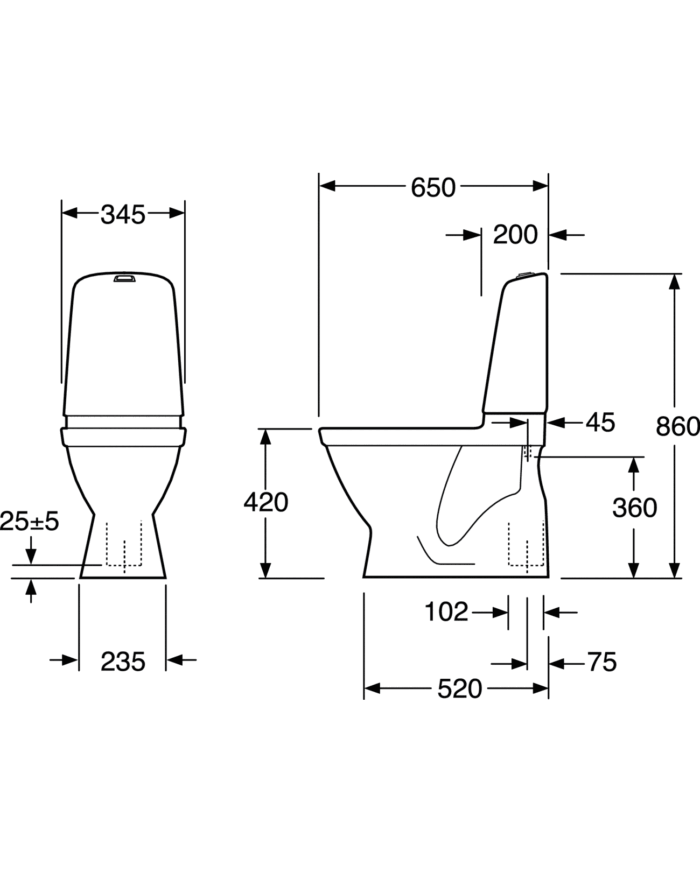 WC-POTT NAUTIC 1500 HYGIENIC FLUSH 2/4L ALLAVOOL, GUSTAVSBERG