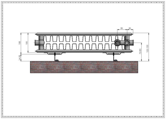 Ventilkompact VC22-500-L, teraspaneelradiaator,Termolux