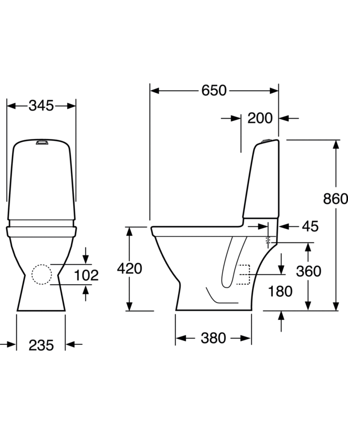 WC-POTT NAUTIC 1510 HYGIENIC FLUSH 2/4L TAHAVOOL, Gustavsberg