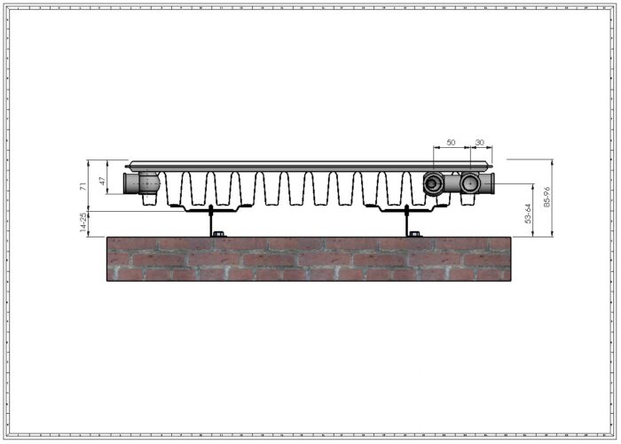 Ventilkompact VC11-400-L, teraspaneelradiaator,Termolux